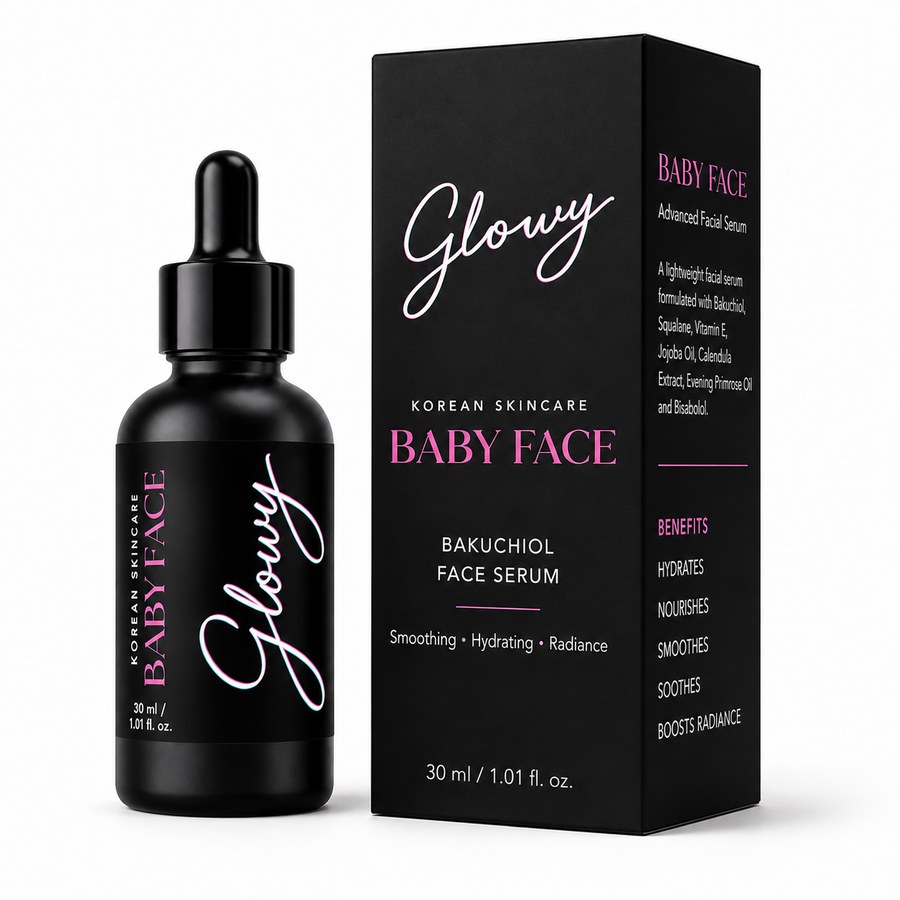 Glowy Baby Face — ser facial cu ulei de cocos, squalan și bakuchiol, 30 ml